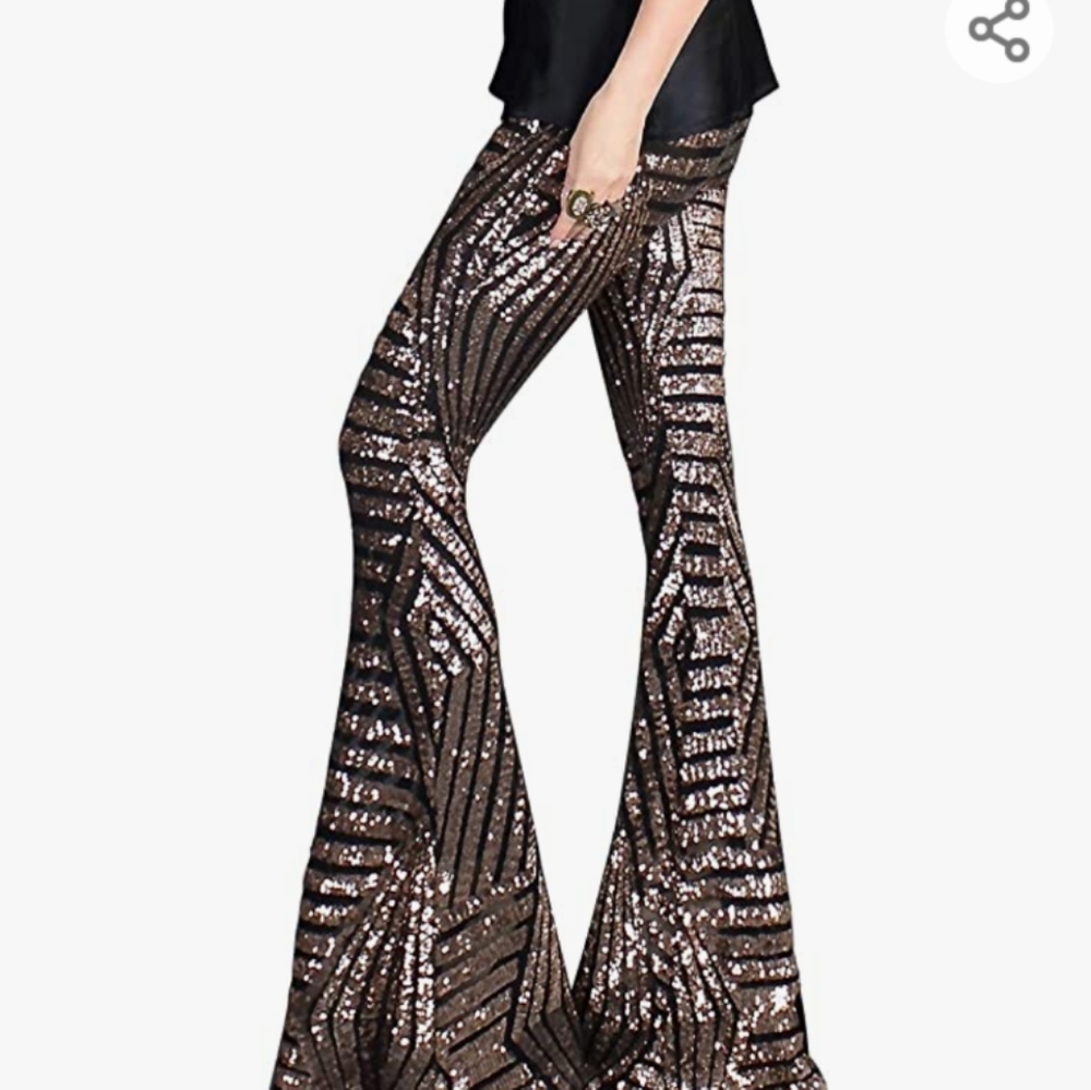Sequin High-Waisted Bell-Bottoms Flare Pants